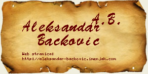 Aleksandar Backović vizit kartica